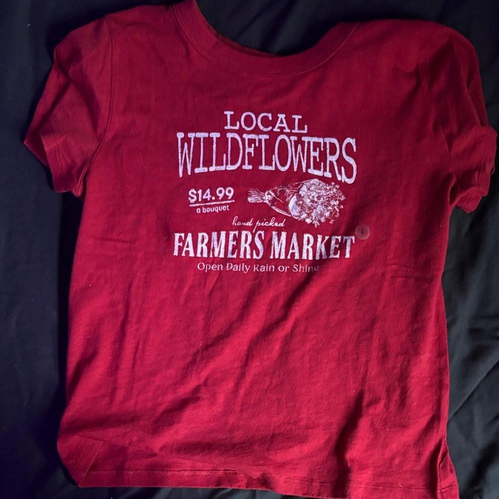 American Eagle Outfitters Red Farmers Market Baby Tee